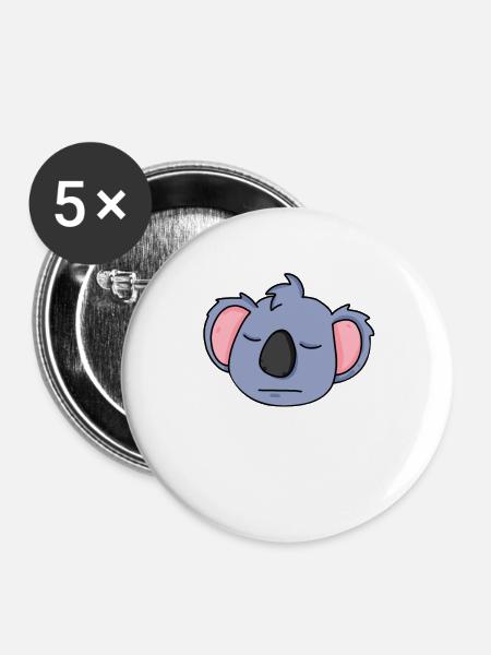 Koala Kopf - Buttons groß 56 mm (5er Pack) - Weiß