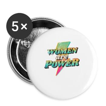 Women will rise - Frauenpower - Égalité - Lot de 5 grands badges (56 mm) - blanc - Devant
