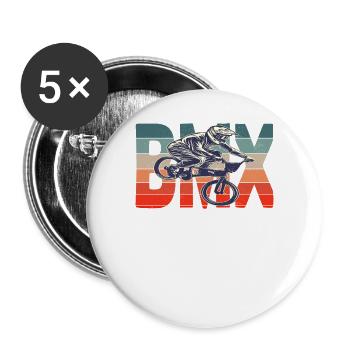 Vélo vélo vélo rétro vélo - Lot de 5 grands badges (56 mm) - blanc - Devant