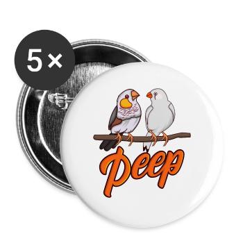 Zebra finches PEEP Zebrafinch magnificent finches - Buttons large 2.2''/56 mm (5-pack) - white - Front