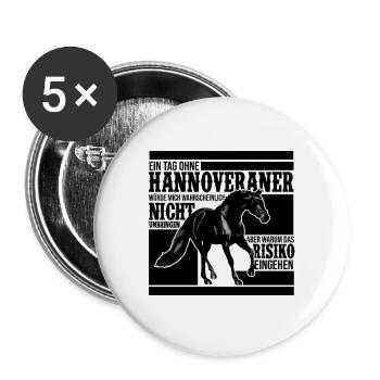 Pferdezucht Hannoveraner, Pferde - Buttons groß 56 mm (5er Pack) - Weiß - Vorne