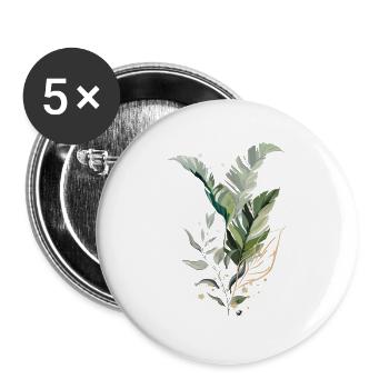 Tropische Blätter Abbildung - Buttons groß 56 mm (5er Pack) - Weiß - Vorne