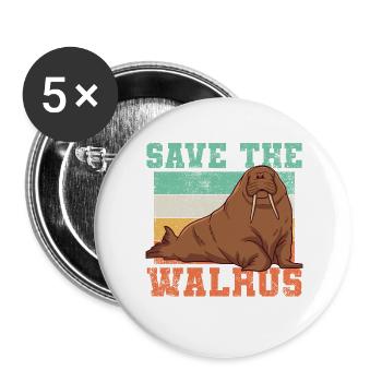 Walrus Conservation Vintage - Buttons large 2.2''/56 mm (5-pack) - white - Front