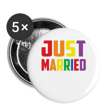 Just married Homosexuell Schwul Hochzeit LGBT - Buttons groß 56 mm (5er Pack) - Weiß - Vorne
