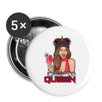 Crypto Queen - Buttons groß 56 mm (5er Pack) - Weiß - Vorne