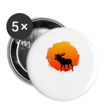 Elch Sonnenuntergang Wildnis Natur Tier Wald - Buttons groß 56 mm (5er Pack) - Weiß - Vorne