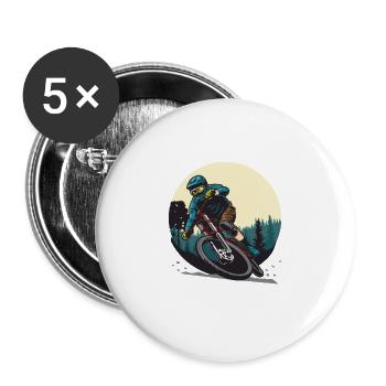 MTB Mountain Bike Life is better in the forest - Buttons large 2.2''/56 mm (5-pack) - white - Front