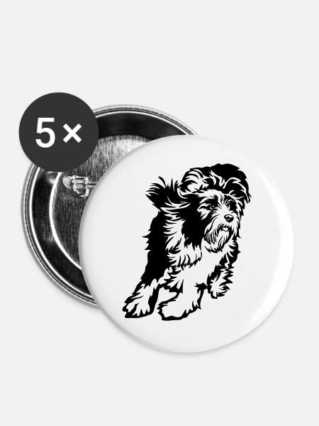 Bearded Collie - Buttons groß 56 mm (5er Pack) - Weiß