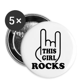 Rock Music Rock and Roll Guitar - Buttons groß 56 mm (5er Pack) - Weiß - Vorne