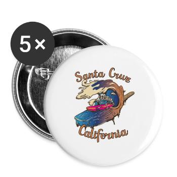 Santa Cruz California Surfer Skelet vintage - Buttons groß 56 mm (5er Pack) - Weiß - Vorne