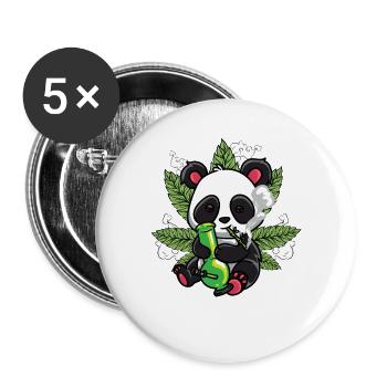 Cute Panda Smoking Weed - Lot de 5 grands badges (56 mm) - blanc - Devant