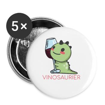 Vinodino - Wine Vinosaurs for wine lovers - Buttons large 2.2''/56 mm (5-pack) - white - Front
