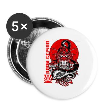 Dark Geisha Japanese Artwork - Buttons large 2.2''/56 mm (5-pack) - white - Front