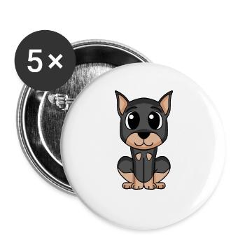 Doberman Pinscher - Buttons groß 56 mm (5er Pack) - Weiß - Vorne