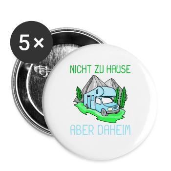 Wohnmobil Camping Camper - Buttons groß 56 mm (5er Pack) - Weiß - Vorne