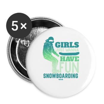 Winter Alpen Schwester snowboarding - Buttons groß 56 mm (5er Pack) - Weiß - Vorne