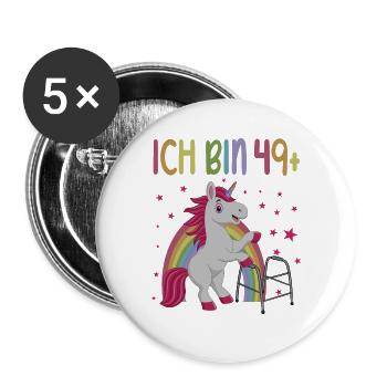 50 Jahre Einhorn ich bin 49+ 50. Geburtstag - Buttons groß 56 mm (5er Pack) - Weiß - Vorne