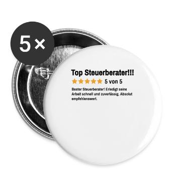 Steuerberater Finanzen Lustiger Spruch Steuern - Buttons groß 56 mm (5er Pack) - Weiß - Vorne
