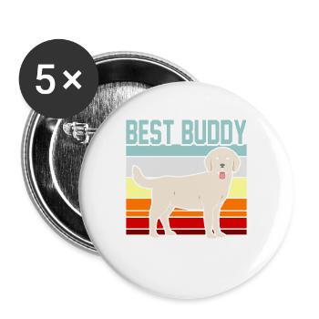 Labrador - Lot de 5 grands badges (56 mm) - blanc - Devant