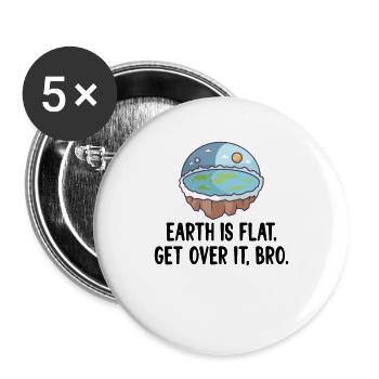 Flat Earth Theory Flat Earth Army Earth - Lot de 5 grands badges (56 mm) - blanc - Devant