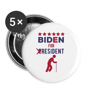 Lustige Biden Design, Biden für Resident Meme - Buttons groß 56 mm (5er Pack) - Weiß - Vorne