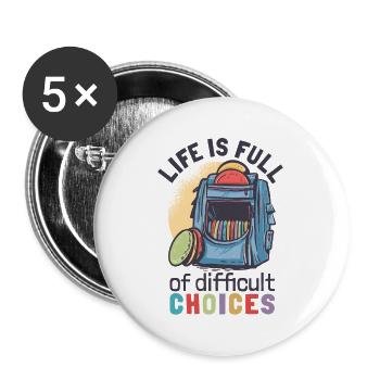 LIFE FULL OF DIFFICULT CHOICES DISC GOLF - Buttons large 2.2''/56 mm (5-pack) - white - Front