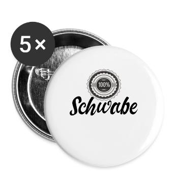 Lustige Schwäbische Sprüche Geschenk - Buttons groß 56 mm (5er Pack) - Weiß - Vorne