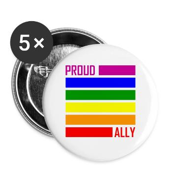 PROUD ALLY LGBT Pride Gay Pride Month Drapeau LGBTQ - Lot de 5 grands badges (56 mm) - blanc - Devant