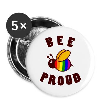 BEE PROUD LGBT Pride Gay Pride Month LGBTQ Flagge - Buttons groß 56 mm (5er Pack) - Weiß - Vorne