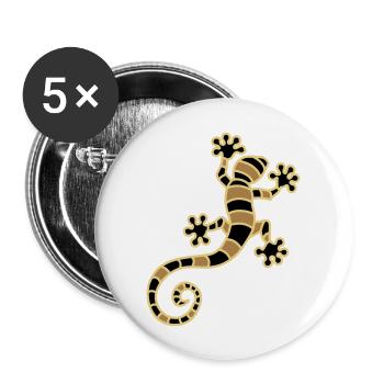 Tropischegecko drei Farbdruck - Buttons groß 56 mm (5er Pack) - Weiß - Vorne