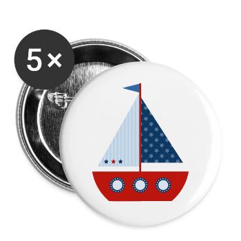 Segelboot - Buttons groß 56 mm (5er Pack) - Weiß - Vorne