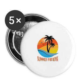 Summer Holiday Holiday Sun Beach Saying - Buttons large 2.2''/56 mm (5-pack) - white - Front