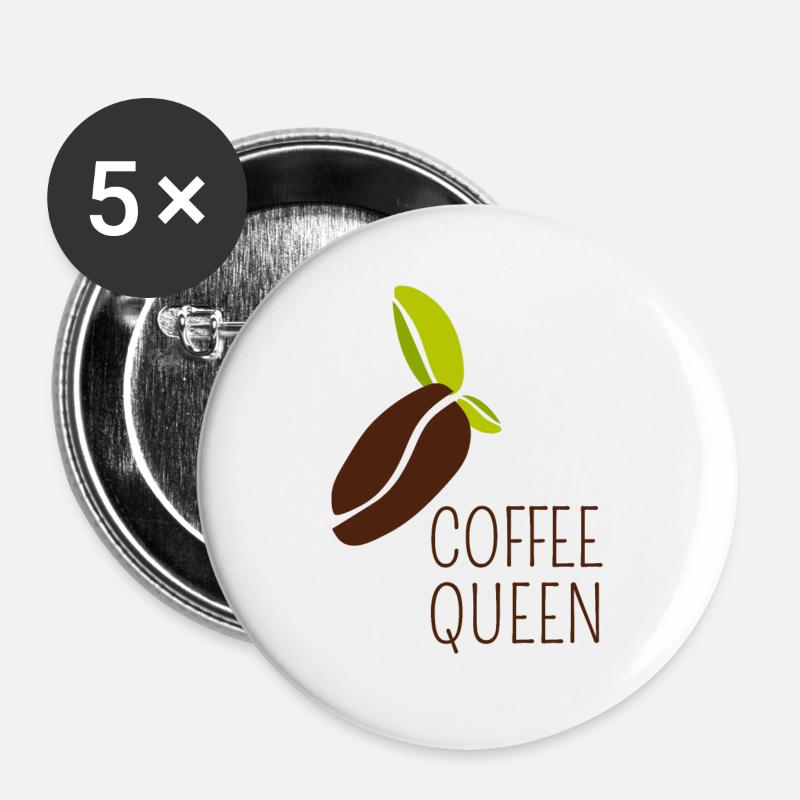 coffee queen - Buttons large 2.2''/56 mm (5-pack) - white