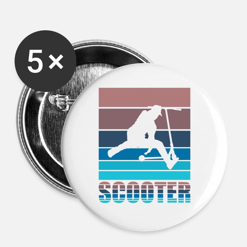 Scooter Stunt Scooter Scooter Gift Idea - Buttons large 2.2''/56 mm (5-pack) - white