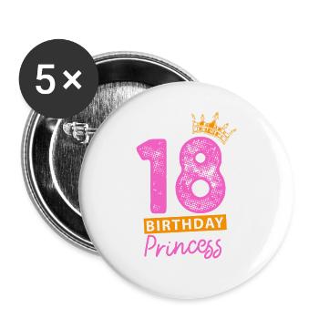 18. Geburtstag Lustiges Geburtstagsshirt 18 Jahre - Buttons groß 56 mm (5er Pack) - Weiß - Vorne