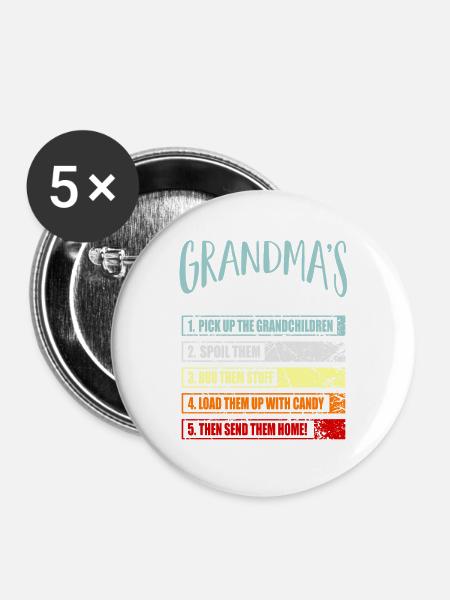 Oma Omi Geschenk Großmutter Geschenkidee - Buttons groß 56 mm (5er Pack) - Weiß