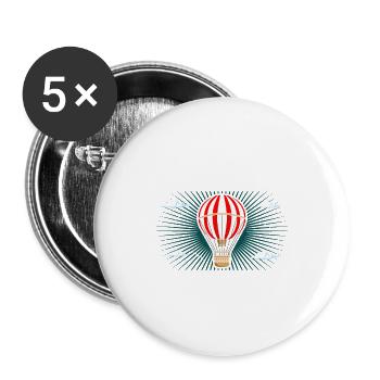 Ballon à air chaud Avion Aventure Cadeau - Lot de 5 grands badges (56 mm) - blanc - Devant