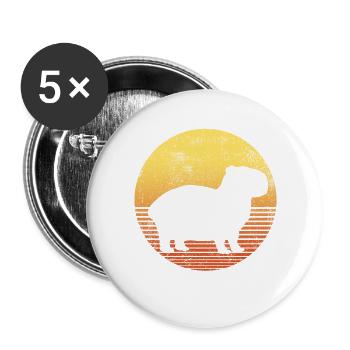 Capybara Vintage - Lot de 5 grands badges (56 mm) - blanc - Devant