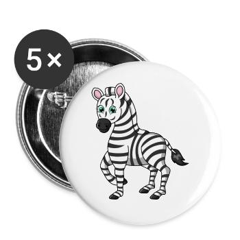 zebra - Lot de 5 grands badges (56 mm) - blanc - Devant