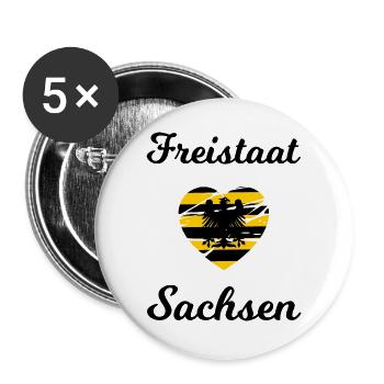 Freistaat Sachsen - Buttons groß 56 mm (5er Pack) - Weiß - Vorne