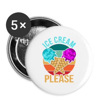 Eiscreme - Buttons groß 56 mm (5er Pack) - Weiß - Vorne
