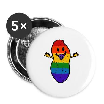 Arachide Bébé LGBT Drapeau arc-en-ciel Gay Pride - Lot de 5 grands badges (56 mm) - blanc - Devant