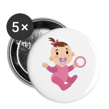Girl Baby - Buttons large 2.2''/56 mm (5-pack) - white - Front