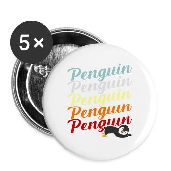 Pinguin - Buttons groß 56 mm (5er Pack) - Weiß - Vorne
