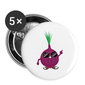 Oignon cool - Lot de 5 grands badges (56 mm) - blanc - Devant