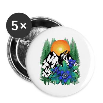 Autriche Suisse Allgäu Dolomites Tyrol du Sud Tyrol du Sud - Lot de 5 grands badges (56 mm) - blanc - Devant