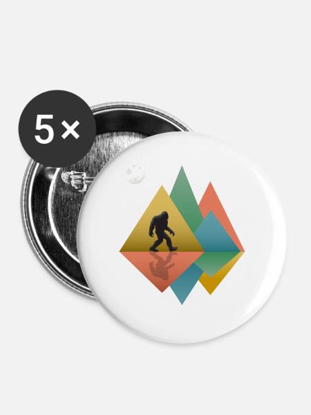 Bigfoot Retro - Buttons groß 56 mm (5er Pack) - Weiß