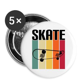 skateboard skater skate sport ride skate - Buttons large 2.2''/56 mm (5-pack) - white - Front