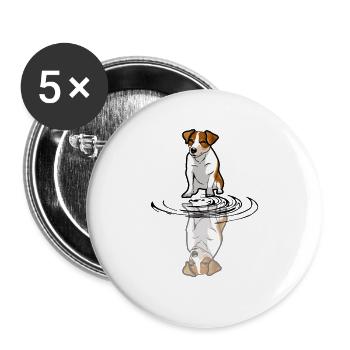 Jack Russell mirroring - Buttons large 2.2''/56 mm (5-pack) - white - Front