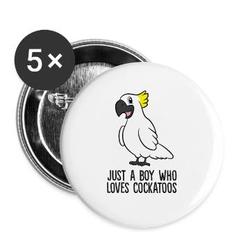 Cacatoès drôle Juste un garçon qui aime les cacatoès - Lot de 5 grands badges (56 mm) - blanc - Devant